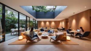 Como projetar espaços de coworking funcionais e atraentes Leonardo Phoenix Imagem de um sofisticado espao de coworking c 2